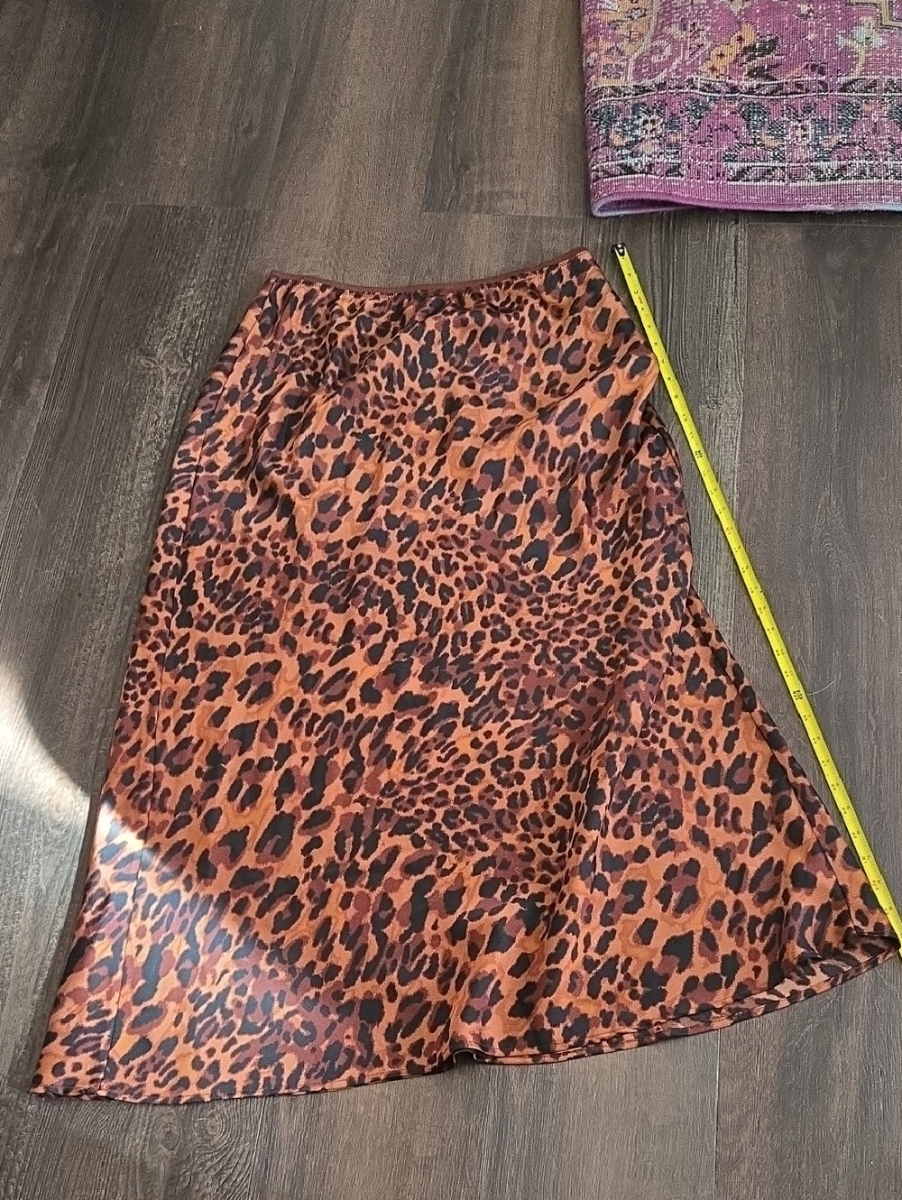 a new day Orange and Black Leopard Satin A-Line Skirt